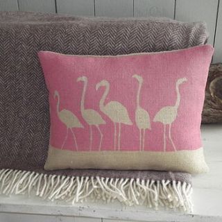 ' flamboyance of flamingos ' cushion and throw by rustic country crafts