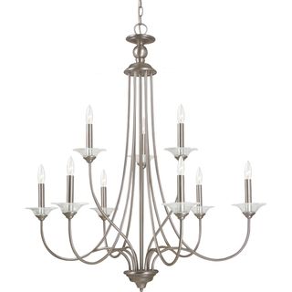 Lemont 9 light Antique Brushed Nickel Candelabra Chandelier with Clear Glass Bobeches Sea Gull Lighting Chandeliers & Pendants