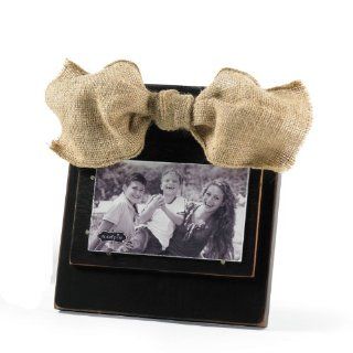 Mud Pie Distressed Wood Frame with Burlap Bow for 4 by 6 Inch Photo   Luxury Frames