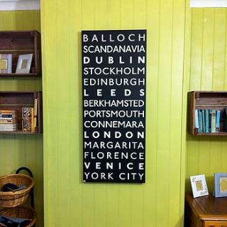 personalised destinations bus blind canvas by more than words