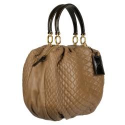 Ermanno Scervino Taupe Quilted Leather Satchel Designer Handbags