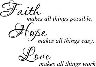 Faith makes all things Possible Hope makes all things easy Love makes all things work. wall art wall saying quote   Wall Banners