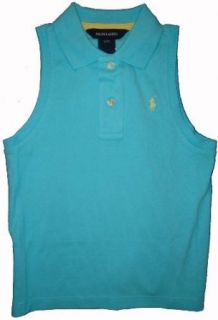 Ralph Lauren Girls Sleeveless Polo Shirt Available in Many Sizes & Colors (Medium 8/10, Torquoise) Tank Top Shirts Clothing