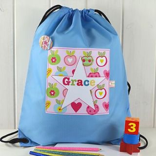girl's personalised apple waterproof kit bag by tillie mint