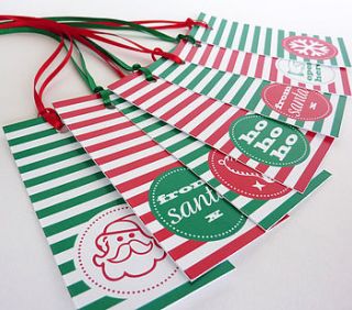 striped christmas gift tags by little cherub design