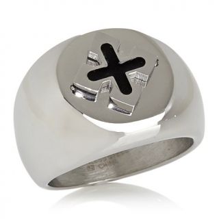 Men's Stainless Steel Enamel Cross Signet Ring
