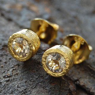 gold and gemstone stud earrings by embers semi precious and gemstone designs