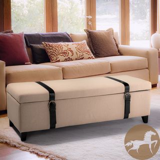 Christopher Knight Home Ivory Fabric Storage Ottoman with Straps Christopher Knight Home Ottomans