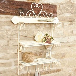 country cream wall storage rack with hooks by dibor