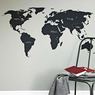 blackboard world map wall sticker by the binary box