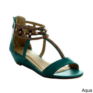 I Heart Collection Women's 'Elena 03' Beaded Ankle Strap Sandals Sandals