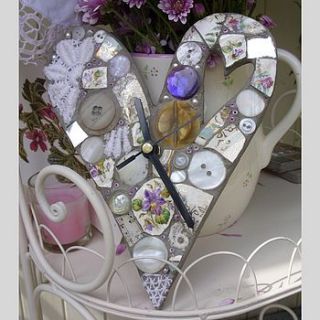 mosaic heart clock  by more mosaics
