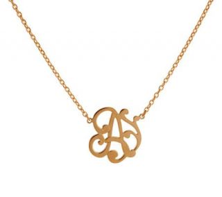14K Rose Gold Plated Sterling Scroll Initial 18 Necklace —