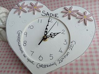 white heart wall clock by hickory dickory designs