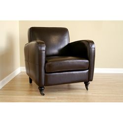 William Espresso Brown Bi cast Leather Club Chair Chairs