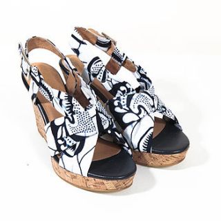 oh afua african print wedges  blue & white by ohema ohene