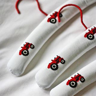 set three red tractor boys padded hangers by marquis & dawe