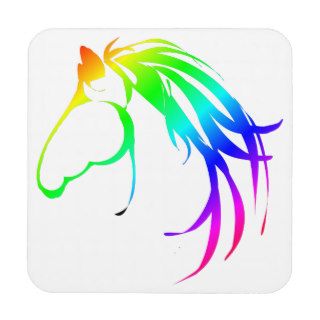 Colorful Horse Head Logo Beverage Coasters