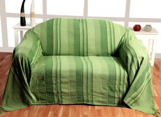 Homescapes waschbare Tagesdecke Sofaberwurf Plaid Morocco 225 x 255 cm in Streifen Design Bettberwurf aus 100% reiner Baumwolle in grn Küche & Haushalt