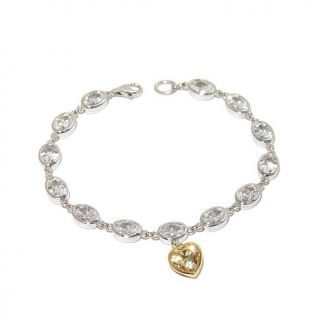 Jean Dousset Absolute™ Clear and Canary 2 Tone "Heart" Drop Line Bracelet
