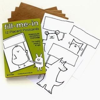 'fill me in' 12 blank postcards by world of moose