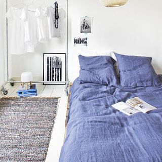stonewashed linen duvet cover in summer blue by bodie and fou