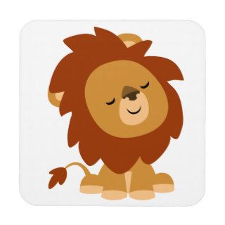 Cute Peaceful Cartoon Lion Coasters Set