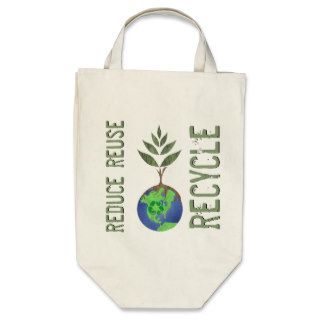 Reuse Reduce Recycle Tree Earth Globe Bags