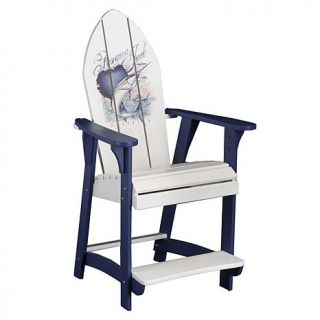 Panama Jack Outdoor Sailfish Balcony Chair in Cypress Wood with Blue Finish
