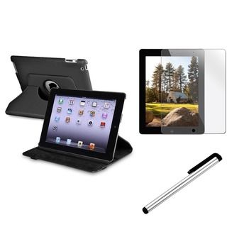 BasAcc Black Swivel Case/ Stylus/ Screen Protector for Apple iPad 2/ 3/ New iPad/ 4 BasAcc iPad Accessories