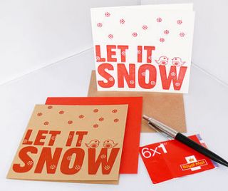 let it snow letterpress christmas card  by allihopa