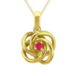 10k Gold Designer July Birthstone Created Ruby Love Knot Necklace Gemstone Necklaces