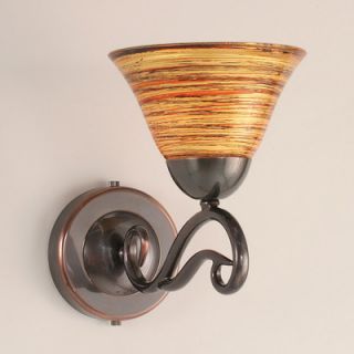 Toltec Lighting Olde Iron 1 Light Wall Sconce with Glass Shade