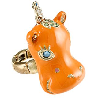 Betsey Johnson Cubic Zirconia Orange Hippo Ring Betsey Johnson Fashion Rings