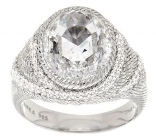 Judith Ripka Sterling 11.3ct 100 Facet Oval Diamonique Cocktail Ring —