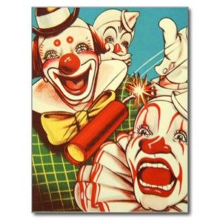 Kitsch Vintage Never Trust a Clown Postcards