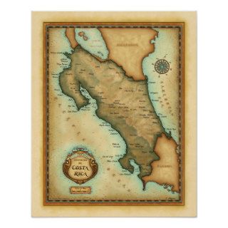 Costa Rica Map Poster