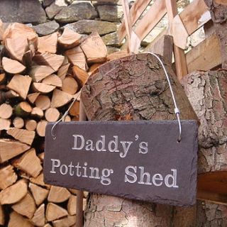 engraved 'daddy's shed' sign by winning works