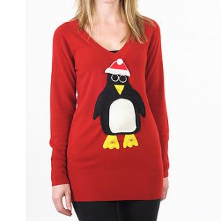 special features penguin festive jumper dress by woolly babs christmas jumpers