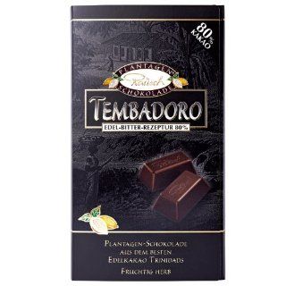 Rausch Tembadoro Edel Bitter Schokolade, 250 g Tafel, Kakao 80 % , 1er Pack (1 x 250 g) Lebensmittel & Getrnke