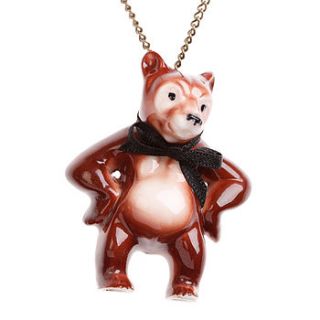hand painted porcelain daddy bear necklace by bloom boutique