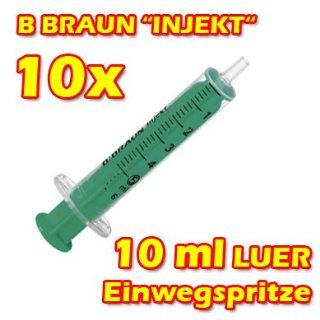 10x B BRAUN INJEKT 10ml Injektions Spritze mit LUER Ansatz Drogerie & Körperpflege