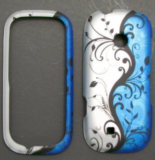 LG Cosmos2 Cosmos 2 vn251 Accessory   Blue / Silver Flower & Vine Design Protective Hard Case Cover for Verizon Cell Phones & Accessories