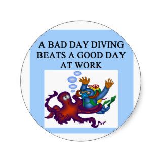 scuba diving design round sticker