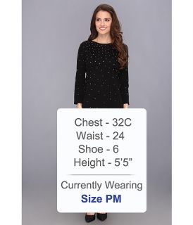 MICHAEL Michael Kors Petite 3/4 Sleeve Studded Sweater Dress Black/Silver