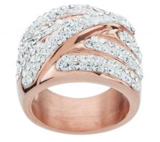 Steel by Design 18K Rose Gold Electroplated Highway Crystal Wrap Ring —