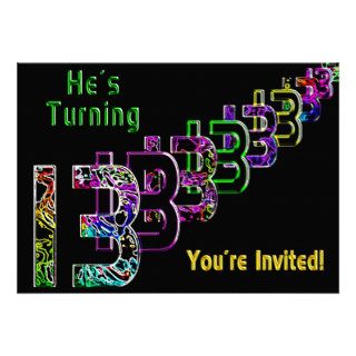 13th Birthday   Teen Invitation   Colorful Invite