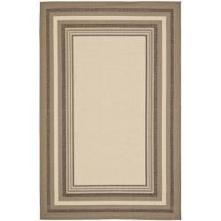 Beige/ Dark beige Geometric Indoor/ Outdoor Polypropylene Rug (4 X 57)