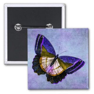 Vintage Purple and Gold Butterfly Illustration Buttons
