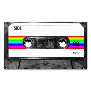 Cassette With Rainbow Stripe Label Business Card Template